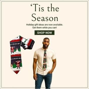 Men's Christmas Santa Snowman Holiday Novelty Silk Necktie